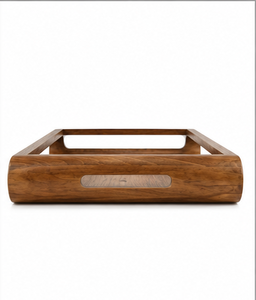 Bandeja de Servir Artesanal de Madera Maciza de Acacia con Asas, Plato de Madera para Servir Alimentos, Bandeja para Cocina, Desayuno, Hotel, Restaurante - Product Image 2