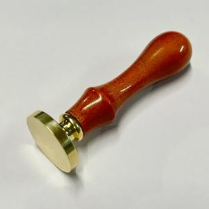 Decorative Brown 30mm Round Brass with Maple Wood Handle Wax Stamper for Handmade Crafts Wedding & Decorative Craft Supplies - Product Image 1