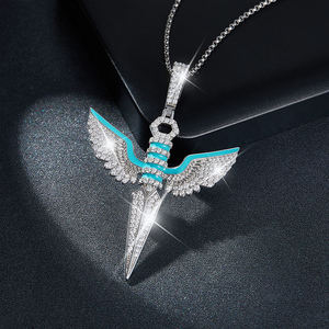 Colgante de Espada con Cristales y Plata, con Alas, Estilo Hiphop, Joyería de Moda Unisex - Product Image 3