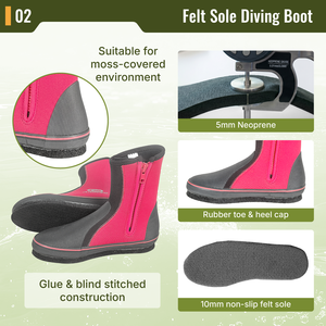 Botas de Buceo Impermeables de Neopreno de 5 mm Aropec, Suela de Fieltro Antideslizante, Alquiler para Escuelas, Fabricante OEM/ODM de Taiwán, Equipo de Buceo de Alta Gama - Product Image 3