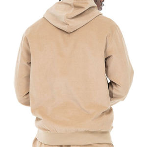 Sudadera con Capucha de Punto Beige para Hombre, Corte Regular, Color Sólido, Estilo Casual para Otoño - Product Image 3