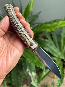 Couteau utilitaire à lame en acier, manche en bois de cerf, épaisseur de la lame 0,5 mm, longueur totale 6,7 pouces - Product Image 5