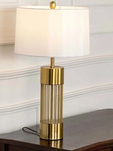 Lampe de table moderne en or KS International, faite à la main, écologique, avec abat-jour blanc à impression numérique pour chambre à coucher et salon - Product Image 4