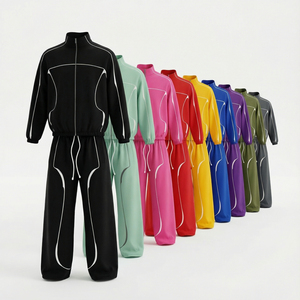 Ensemble de survêtement décontracté pour homme, hiver, couleur unie, tricoté en polyester respirant, col montant, fermeture éclair intégrale - Product Image 4