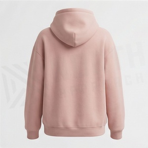 เสื้อฮู้ดดี้โอเวอร์ไซส์ทรงหลวมสำหรับผู้หญิง ผ้าฝ้าย 100% ระบายอากาศได้ดี น้ำหนักเบา ความยาวเหนือเข่า สีพื้น รับสกรีนโลโก้ - Product Image 2