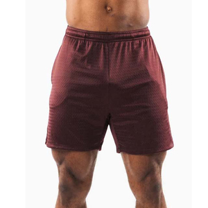 Pantalones Cortos Deportivos Transpirables de Punto Color Granate para Hombre, Diseño Personalizado OEM ODM 2026, Cintura Media, Cierre Elástico, Color Sólido, Ropa Deportiva - Product Image 6