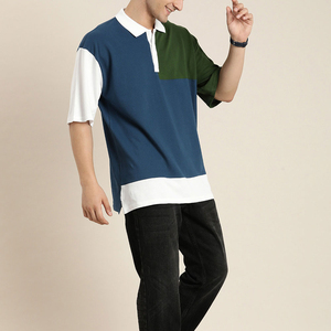 เสื้อกอล์ฟถักลายบล็อกสีสำหรับผู้ชาย สไตล์ลำลอง ทรงปกติ สีขาว น้ำเงิน เขียว พร้อมบริการ OEM - Product Image 4