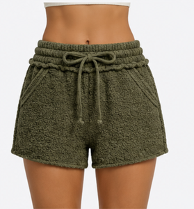 Shorts chauds d'hiver décontractés pour femme, personnalisés par le fabricant, en polaire Sherpa, doux et confortables, avec cordon de serrage élastique, pour la détente - Product Image 4