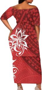 Ropa Polinesia, Vestido Tribal Hawaiano, Estampado Azul Tradicional, Ropa de Trabajo Personalizada, Ropa de Oficina para Mujer, Ropa a Juego para Parejas - Product Image 4