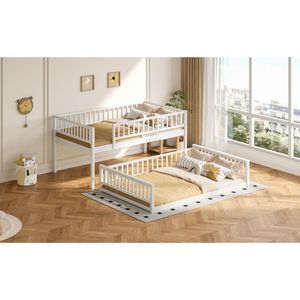 Lit superposé blanc XL complet avec échelle et barrières de sécurité pour dortoirs - Product Image 6