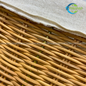 Cesta de Almacenamiento de Mimbre Ecológica con Marco Metálico y Forro Interior de Algodón, Forma Rectangular, para Regalos, Vietnam - Product Image 6