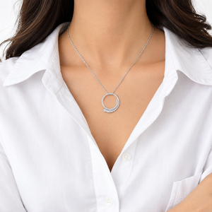 Colgante Vintage de Plata de Ley 925 con Moissanita de Corte Redondo en Círculo Abierto, Cadena Romántica, Joyería para Mujer - Product Image 4