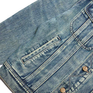 แจ็คเก็ตยีนส์ผู้ชายแบบ OEM แบรนด์ส่วนตัว คุณภาพสูง ผลิตโดยผู้ผลิตเสื้อโค้ทยีนส์ดิบ รับปักโลโก้ตามสั่ง แจ็คเก็ตยีนส์ขาดๆ สำหรับผู้ชาย - Product Image 2