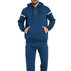 Men's Navy Blue <b>White</b> Solid Winter Casual Hooded Fleece Full Sleeve Elastic Waist Breathable Quick Dry Eco-Friendly <b>Joggers</b> Side - Product Image 5