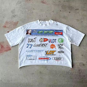 T-shirt Homme Lust District Blanc Oversize à Manches Longues Col Rond Motif Imprimé Décontracté Grande Taille Respirant en Coton Écologique - Product Image 1