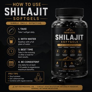 Easy to Consume 100% Natural Shilajit Extract Softgel Capsule Food Grade Shilajit Capsule for Strength & Endurance Support - Product Image 6