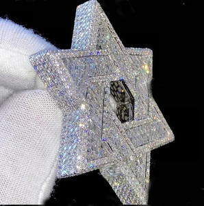 Pendentif étoile en moissanite glacée en argent sterling 925 plaqué rhodium, bijoux de luxe personnalisés unisexes style hip-hop bling pour cadeau - Product Image 4