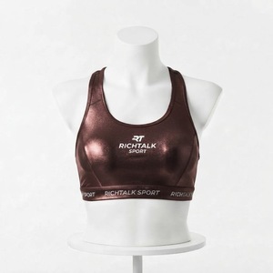 RICHTALK SPORT Women's <b>Yellow</b> Racerback Sports <b>Bra</b> Scoop Neck Medium Support Breathable Fitness Top Solid Color - Product Image 6