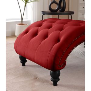 Sillón Reclinable de Madera Maciza Estilo Vintage, Tapizado en Terciopelo Clásico con Adornos de Tachuelas Plateadas y Botones - Product Image 6