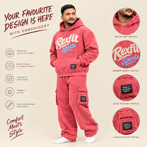 Ensemble sweat-shirt et pantalon de survêtement pour homme, rouge, avec lettres brodées, style décontracté, vêtements d'automne, survêtement personnalisé - Product Image 2