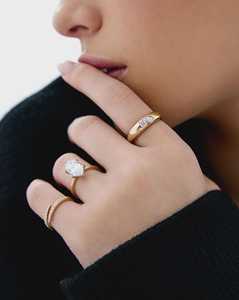 Anillo de Boda Doble con Diamantes, Esmeralda en Forma de Pera Cultivada en Laboratorio, Engaste Empotrado, Anillos Apilables Modernos Toi Et Moi, Oro Sólido de 14k y 18k, Venta al por Mayor - Product Image 6