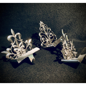 Floral Design Metal <b>Stocking</b> <b>Holder</b> Silver Color Shiny Polished Handcrafted Tabletop Christmas Ornaments Hook Home Decor Supply - Product Image 5
