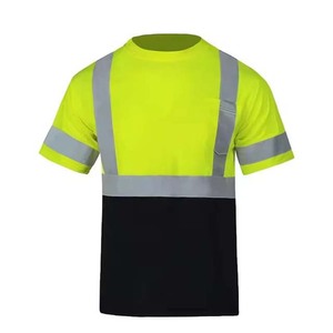 เสื้อสีเหลืองสะท้อนแสงพร้อมแถบสะท้อนแสงสีดำสำหรับชุดทำงาน - Product Image 3