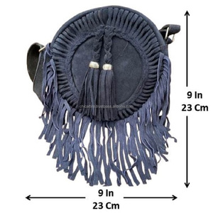 New Fashion Round Suede Leather Fringe Shoulder Bag Wholesale Bohemian Women Crossbody Bag Cowgirl Style Circle Bag Gift for Her - Product Image 2