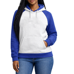 Sudaderas con Capucha de Manga Raglán en Blanco y Azul Rey con Logotipos Personalizados de Hermandades, Ropa Casual de Otoño, Corte Regular, Diseño con Bolsillos - Product Image 2