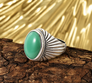 Oval Chrysoprase Sterling Silver <b>Ring</b>: <b>Green</b> Gemstone Turkish <b>Ring</b> - Product Image 5
