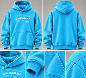 Sudadera con Capucha Extra Grande Azul Cian Personalizada para Hombre, Sudadera con Estampado de Olas, Ropa Urbana Informal - Product Image 6
