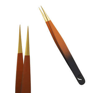 Pinzas para Extensión de Pestañas Stahlmann Pro de Acero Inoxidable de Alta Calidad, Recubrimiento en Polvo Negro Naranja Personalizado - Product Image 2