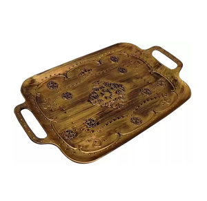 Plateau à chocolat en laiton avec poignée, plateau rond en laiton pour aliments/desserts/chocolat - Product Image 3