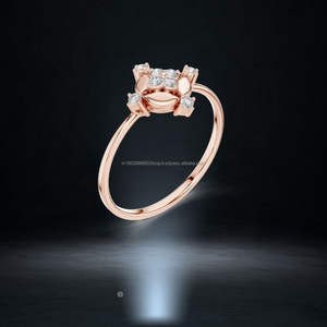 Anillo de piedras preciosas de oro 14K hecho a mano con diseño de corte ovalado Diamante precioso para uso informal o de fiesta - Product Image 1