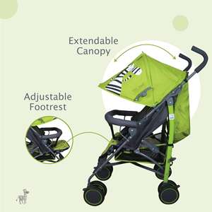 Polka Tots Cochecito de paraguas ligero-6 vías ajustables, toldo UV y arnés de seguridad de 5 puntos (verde) - Product Image 5