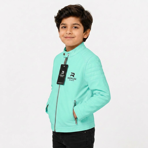 Chaqueta de cuero clásica para niños con acabado suave, ajuste cómodo, ligera, cálida y con un estilo elegante para niños y niñas. - Product Image 6