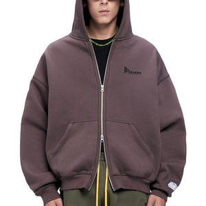 Sweat-shirt en molleton à capuche zippé pour homme, couleur unie, manches classiques, pull tricoté d'automne - Product Image 4