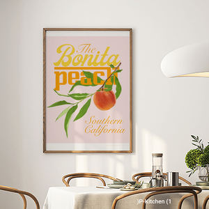 Tableau mural en toile pour cuisine, affiche illustrée de pêches vintage, impression décorative murale rétro pour cuisine, salle à manger et intérieur de maison - Product Image 2