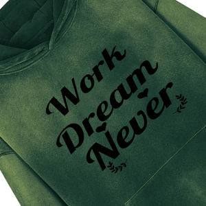 Sudadera con Capucha Unisex Oversize de Algodón French Terry Casual para Otoño con Bolsillo, Diseño 'Work Dream Never' 2026 - Product Image 2