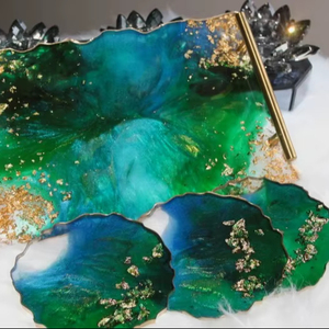 Handmade <b>Round</b> Resin Serving <b>Tray</b> with Finish Stylish Home and Office Decor Multi Purpose for Serving and <b>Table</b> - Product Image 1