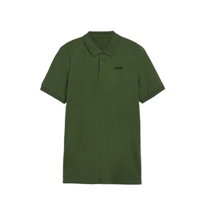 Polo de Algodón Verde Sólido para Hombre, Manga Corta, Logotipo Bordado en la Parte Delantera, Estilo Casual, Tejido Oxford Transpirable - Product Image 6