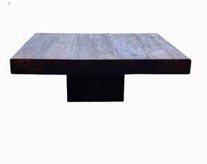 โต๊ะกาแฟไม้เนื้อแข็งสไตล์โมเดิร์นรัสติกสุดพิเศษ พร้อมพื้นผิวไม้ขนาดใหญ่และโครงสร้างฐานเดี่ยวที่แข็งแรง สำหรับบ้านหรู - Product Image 2