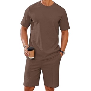 Mens T Shirt Cargo Shorts Set Manufacturer 2 Piece Cotton Casual OEM ODM Custom Logo <b>Bulk</b> - Product Image 1
