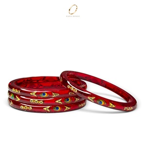 Bracelets en acrylique rouge cachemire à thème paon de qualité supérieure, bijoux traditionnels indiens de luxe pour femmes, vente en gros - Product Image 2