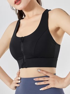 <b>Zipper</b> Closure Workout Bra | Breathable Full Coverage Yoga <b>Top</b> | Women Supportive Athletic Fitness Exercise Gear - Product Image 4