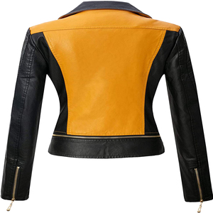 Veste d'hiver pour femme en cuir véritable rouge, coupe slim, col rabattu, fermeture éclair, longueur normale, couleur unie - Product Image 4