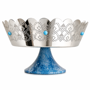 Support à chocolat martelé en argent de qualité supérieure avec accent bleu pour hôtels, mariages et restaurants – Tailles et couleurs personnalisées disponibles - Product Image 3