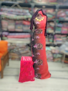 ผ้าดิรักลายดอกไม้สีแดงและสีดำแบบโซมาเลีย เยอรมัน สวิส พร้อมลายพิมพ์วงกลม |   ชุดเดรส Dirac สำหรับงานเลี้ยงสุดหรู - Product Image 1