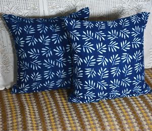 ปลอกหมอนอิงพิมพ์ลายด้วยมือสีครามธรรมชาติ ผ้าฝ้ายยั่งยืน - Product Image 5