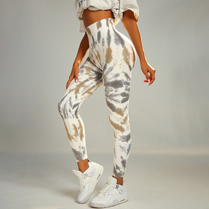 Leggings de yoga taille haute tie-dye, longs, côtelés, extensibles, pour femme, pantalons de sport, collants de fitness imprimés sans couture - Product Image 3